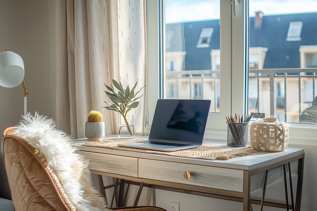 Aménagement d'un coin bureau fonctionnel et stylé dans un petit appartement à Lorient