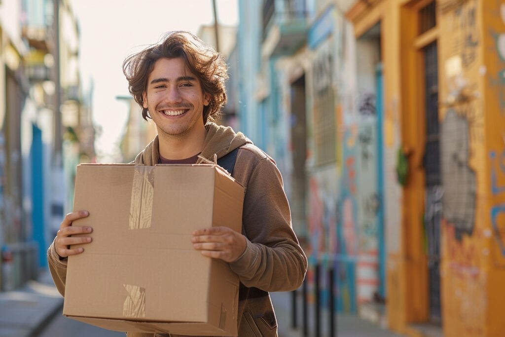 Stratégies efficaces pour déménager sans CDI à Lorient illustrées par une famille souriante préparant des cartons de déménagement